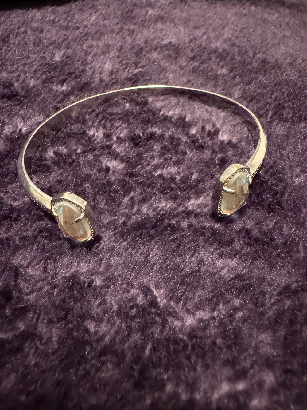 Kendra Scott Silver Open Cuff Bracelet with Iridescent Stones